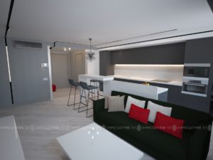 Дизайн-проект квартиры в поселке Михайловка Green Place (63кв.м)
